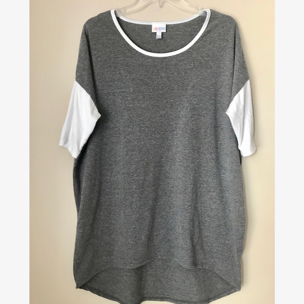 LuLaRoe Color Block Irma - Gray/White - Size Small